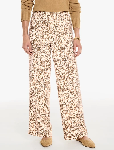 Polished Crepe Wide Leg Pull-On Pants - Mini Leopard