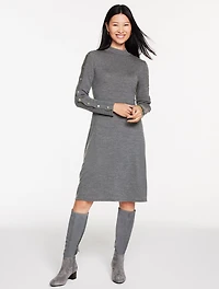 Merino Wool Scallop Fit & Flare Dress