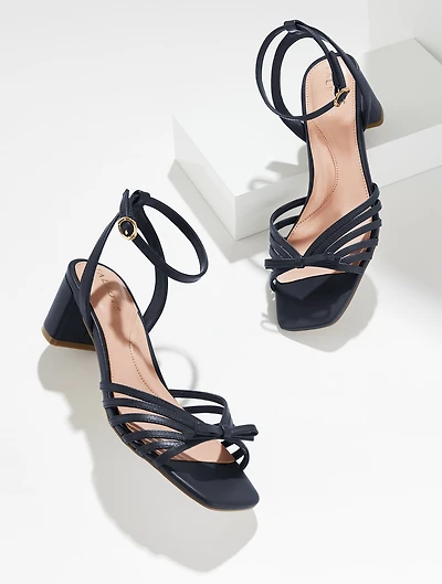 Lily Strappy Nappa Block Heel Sandals