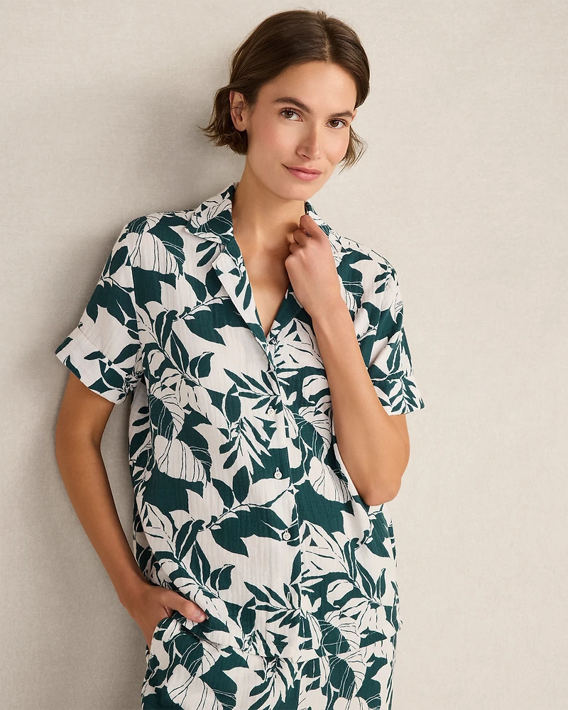 Organic Cotton Gauze Tropical Pajama Top