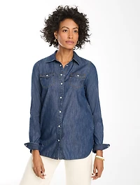 Snap Button Denim Shirt - Caspian Blue Wash