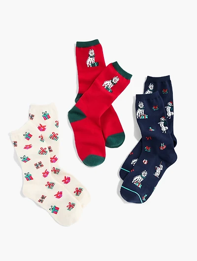 Christmas Dog Socks 3-Pack Gift Set