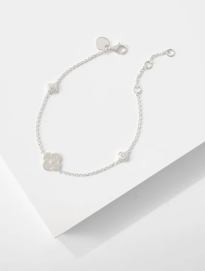 Sterling Silver Lustre Clover Bracelet