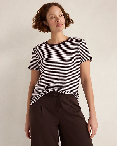 Linen Striped Short Sleeve Tee