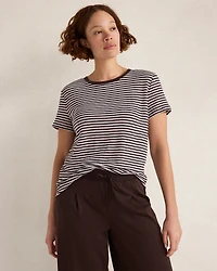 Linen Striped Short Sleeve Tee