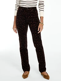 Stretch Corduroy Straight Leg Pants - Fabulous Leopard