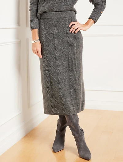 Wool Blend Midi Sweater Skirt