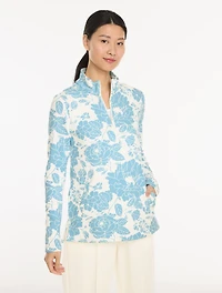 Cozy French Terry Half-Zip Pullover - Floral Field
