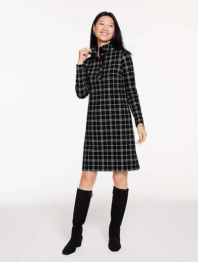 Brushed Jacquard Turtleneck Dress - Pretty Peppermint