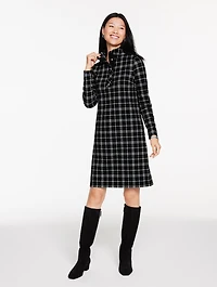 Brushed Jacquard Turtleneck Dress - Pretty Peppermint