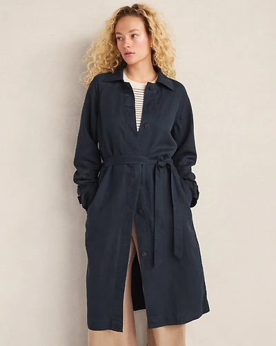 Linen Blend Dobby Trench Coat