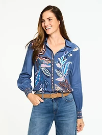 Button Front Soft Shirt - Intricate Jacobean