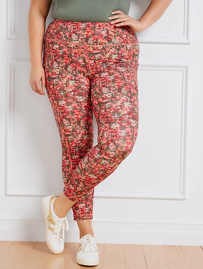 Performance Interlock Leggings - Textured Dots
