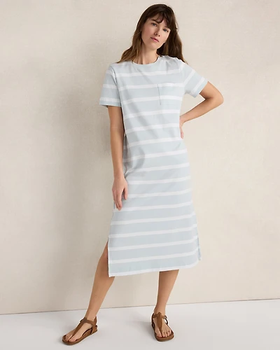 Organic Cotton Interlock Striped Short Sleeve Dress