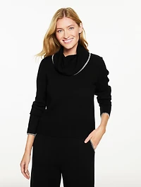 Whipstitch Cowl-Neck Sweater