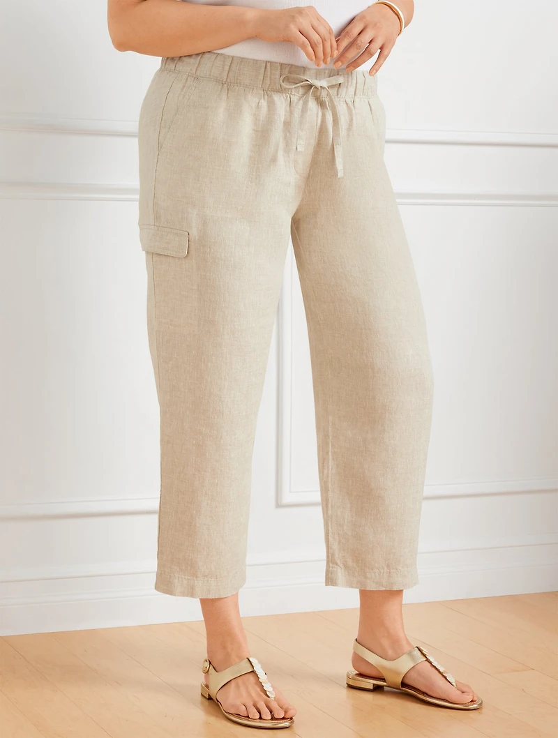 Washed Linen Easy Crop Straight Leg Pants