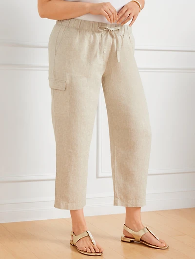 Washed Linen Easy Crop Straight Leg Pants