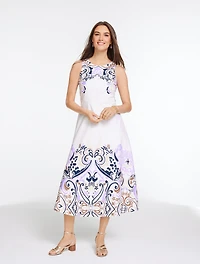 Poplin Fit & Flare Dress - Garden Paisley