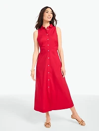 Cinched Waist Poplin Shirtdress