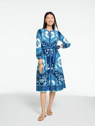 Linen Blend Shirtdress - Paradise Garden