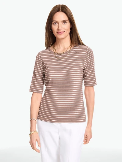 Elbow Sleeve Top - Kelly Stripe
