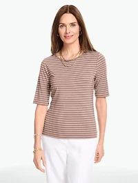 Elbow Sleeve Top - Kelly Stripe