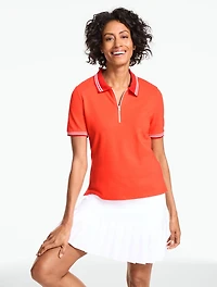 UPF 50+ Piqué Half-Zip Short Sleeve Polo