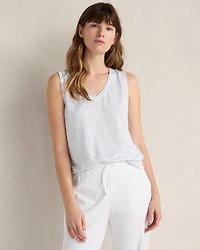 Linen Stripe V-Neck Top