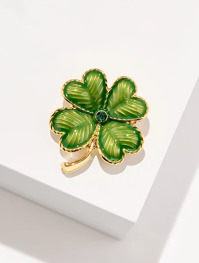 Vintage Enamel Clover Brooch