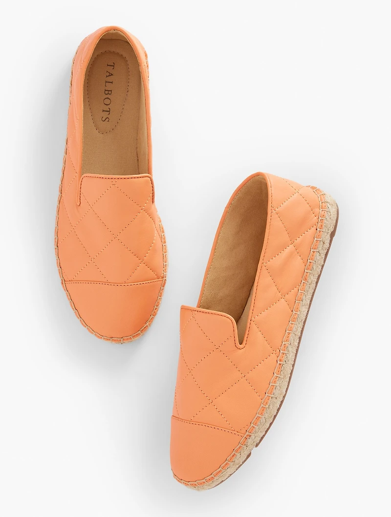 Izzy Quilted Espadrille Flats - Nappa Leather