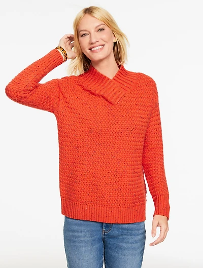 Textured V-Neck Pullover
