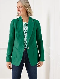 Tailored Seaming Linen Blazer