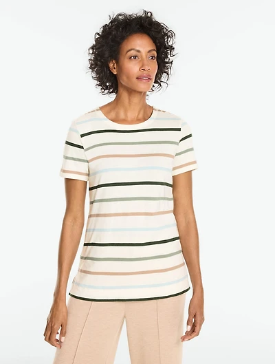 Supersoft Jersey Short Sleeve Crewneck Tee - Earth Stripe