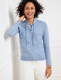 Cable Knit Lace Up Sweater