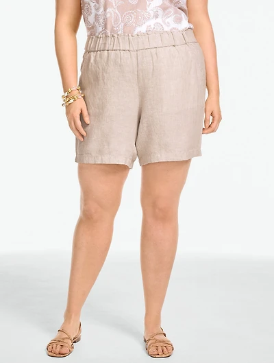 Washed Linen Pull-On Shorts – Cross-Dyed