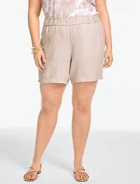 Washed Linen Pull-On Shorts – Cross-Dyed