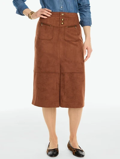 Faux Suede Midi Skirt