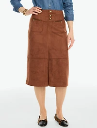 Faux Suede Midi Skirt