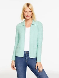 Textured Zip Front Cardigan