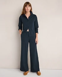 Organic Cotton Rib Knit Wide Leg Pants