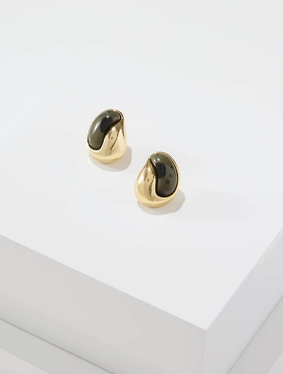 Olive Swirl Stud Earrings