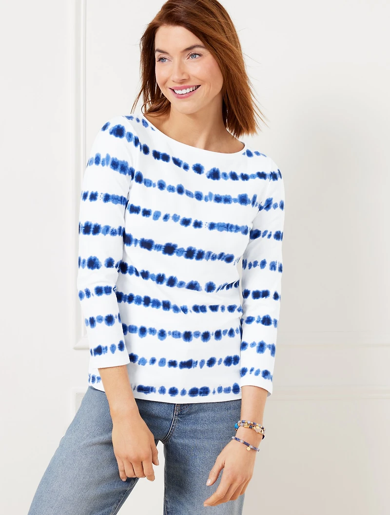 Bateau Neck Tee - Tie-Dye Dots