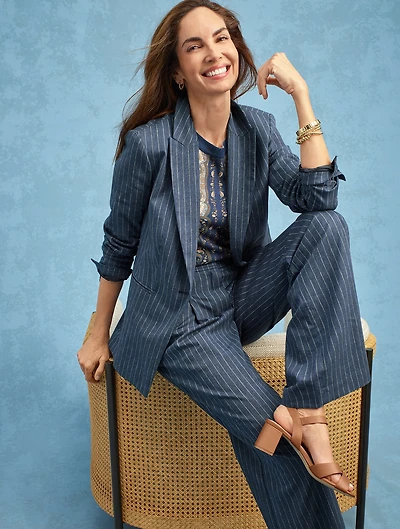 Single Button Blazer - Pinstripe