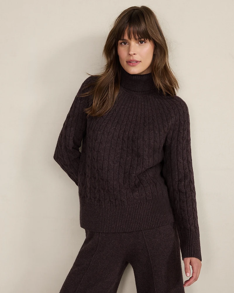 Organic Cotton Blend Gradient Cable Sweater