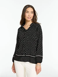 Tie Neck Ruffle Top - Lovely Dot