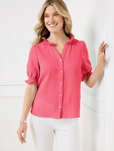 Smocked Gauze Top