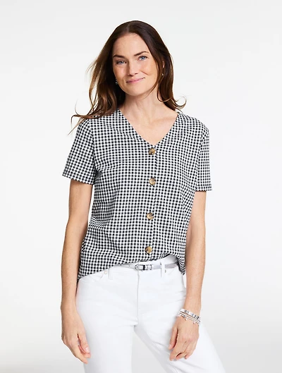Gingham Knit Top