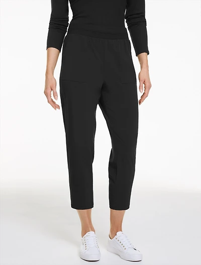 Lightweight Woven Stretch Straight Crop Pants