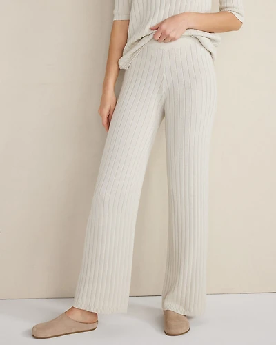 Organic Cotton Ribbed Straight Leg Pants