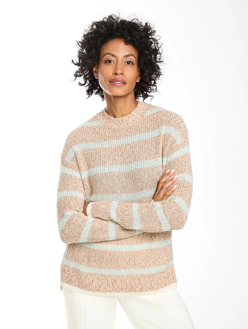 Slub Cotton Crewneck Sweater - Stripe